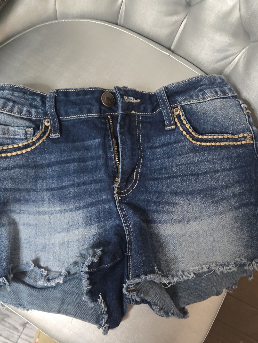 YMI Dark Blue Denim Shorts with Contrast Stitching